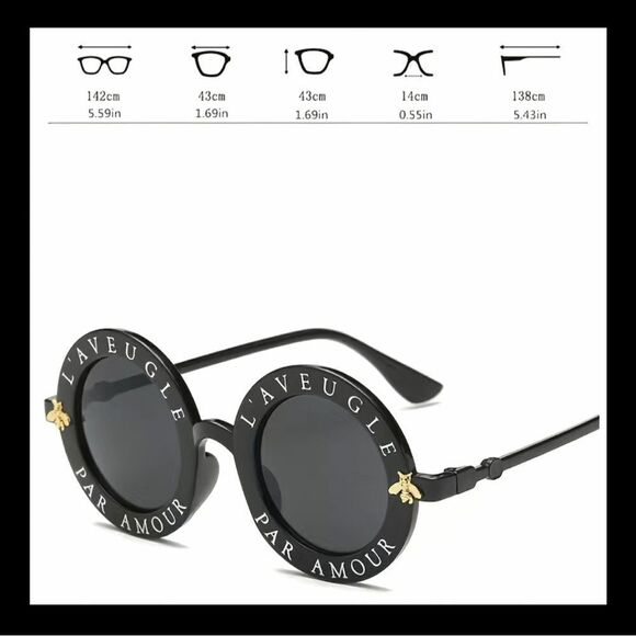 NWT. Stylish round frame glasses with a cute bee emblem SUV protection. main image 5